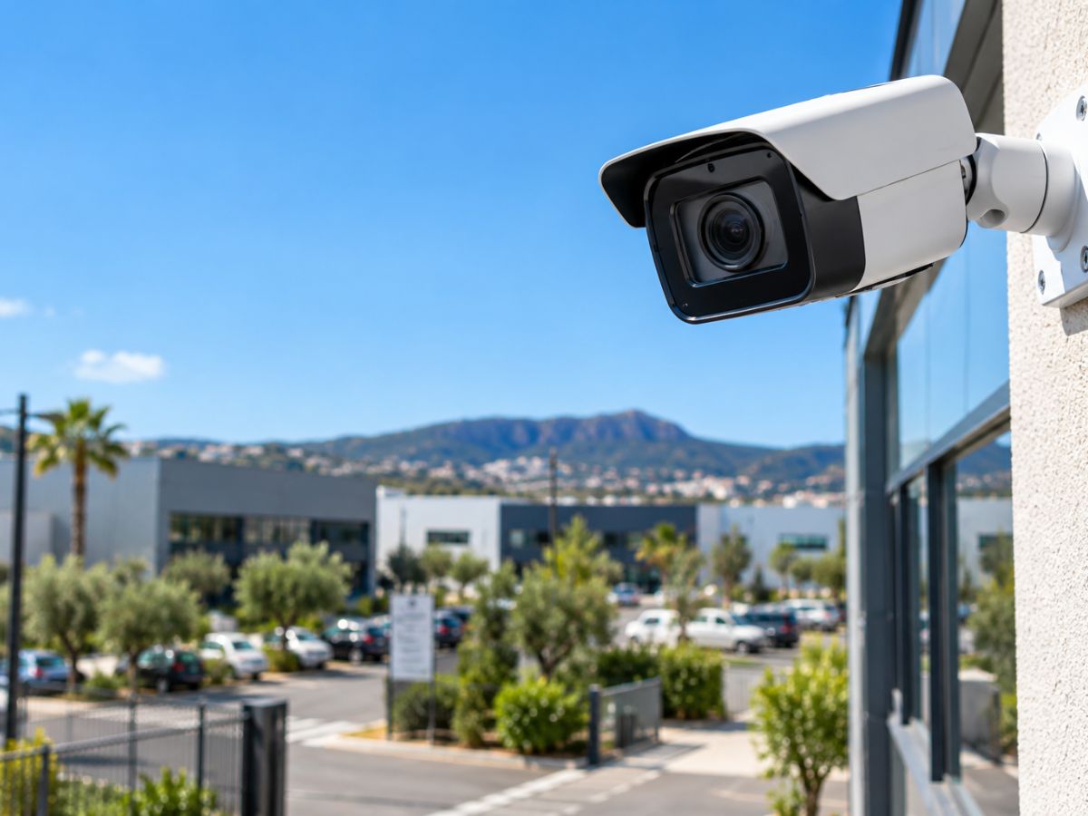caméra de vidéosurveillance sur un local d'entreprise à Hyères